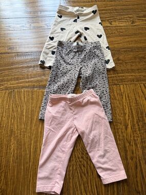 3-Pack H&M Girls Capri Leggings Set - Pink, Leopard, Hearts